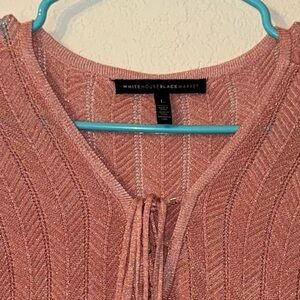 White House Black Market Pink Blouse with Chevron Knit